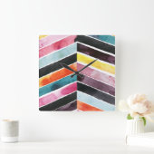 Vivid Waterverf Chevron I Vierkante Klok (Huis)
