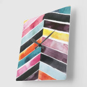 Vivid Waterverf Chevron I Vierkante Klok (Hoek)