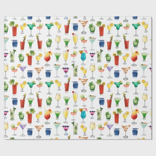 Vivid Waterverf Cocktail Pattern Canvas tas Cadeaupapier (Vlak)