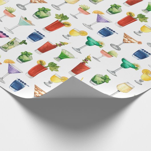 Vivid Waterverf Cocktail Pattern Canvas tas Cadeaupapier (Hoek)