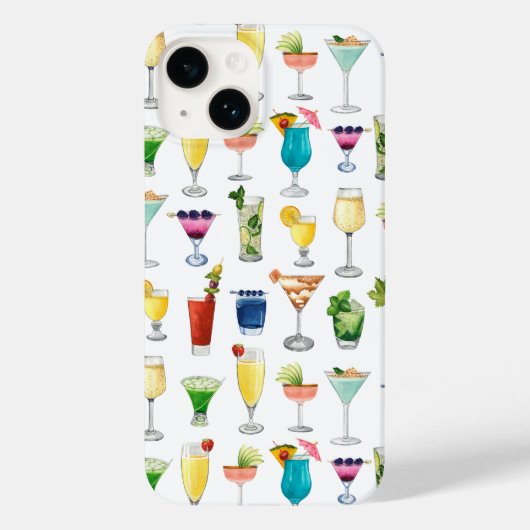 Vivid Waterverf Cocktail Pattern Canvas tas Case-Mate iPhone Case (Achterkant)