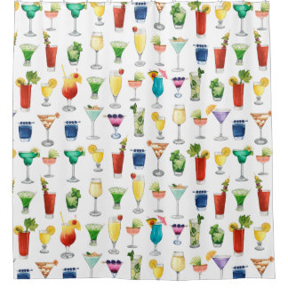 Vivid Waterverf Cocktail Pattern Canvas tas Douchegordijn