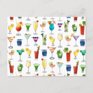 Vivid Waterverf Cocktail Pattern Canvas tas Feestdagenkaart