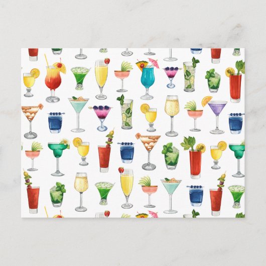 Vivid Waterverf Cocktail Pattern Canvas tas Feestdagenkaart (Voorkant)