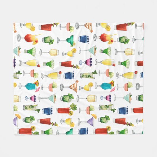 Vivid Waterverf Cocktail Pattern Canvas tas Fleece Deken (Voorkant (Horizontaal))