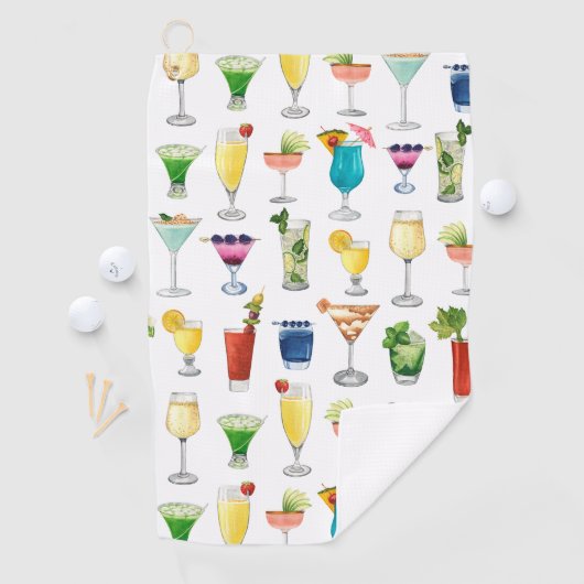 Vivid Waterverf Cocktail Pattern Canvas tas Golfhanddoek (Insitu)
