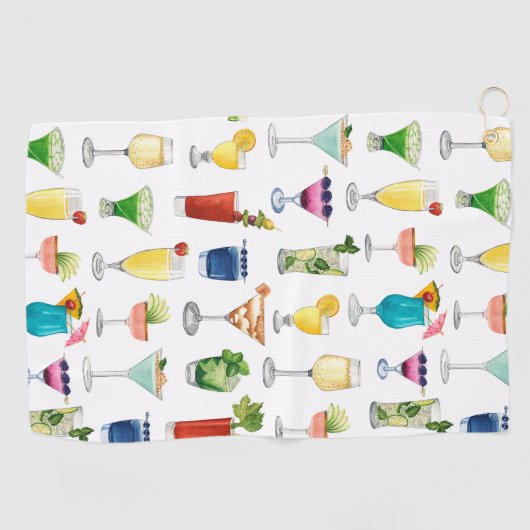 Vivid Waterverf Cocktail Pattern Canvas tas Golfhanddoek (Horizontaal)