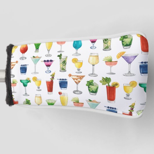 Vivid Waterverf Cocktail Pattern Canvas tas Golfheadcover (Voorkant)