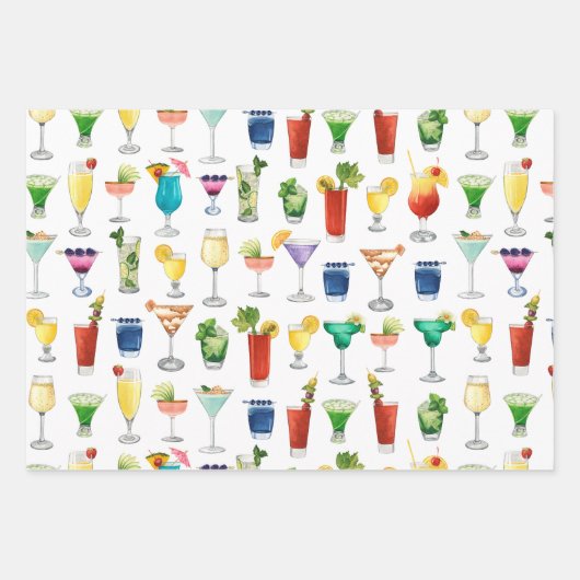 Vivid Waterverf Cocktail Pattern Canvas tas Inpakpapier Vel (Voorkant 3)