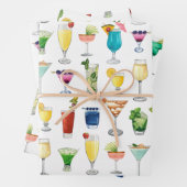 Vivid Waterverf Cocktail Pattern Canvas tas Inpakpapier Vel (In situ)
