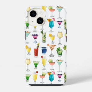 Vivid Waterverf Cocktail Pattern Canvas tas iPhone 14 Hoesje