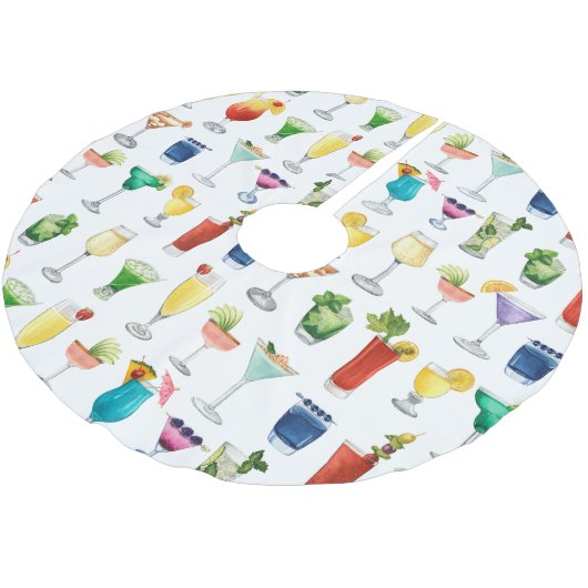 Vivid Waterverf Cocktail Pattern Canvas tas Kerstboom Rok (Gekanteld)