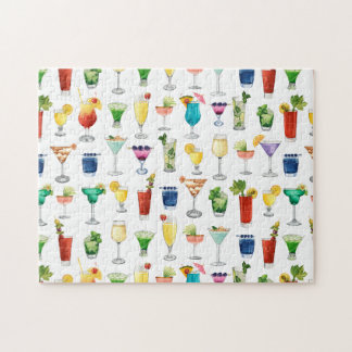 Vivid Waterverf Cocktail Pattern Canvas tas Legpuzzel