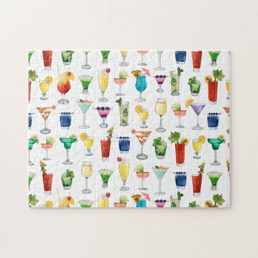 Vivid Waterverf Cocktail Pattern Canvas tas Legpuzzel (Horizontaal)