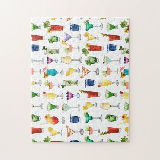 Vivid Waterverf Cocktail Pattern Canvas tas Legpuzzel (Verticaal)
