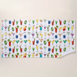 Vivid Waterverf Cocktail Pattern Canvas tas Strandlaken