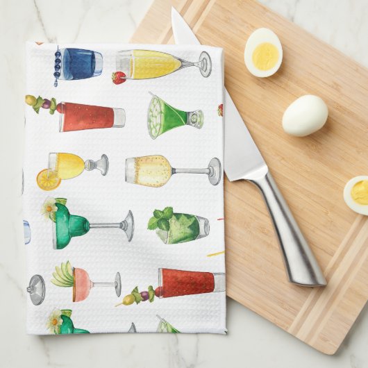 Vivid Waterverf Cocktail Pattern Canvas tas Theedoek (Quarter Fold)