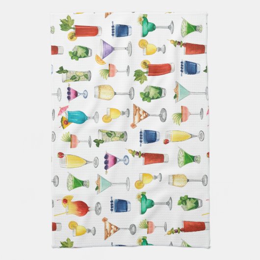 Vivid Waterverf Cocktail Pattern Canvas tas Theedoek (Verticaal)