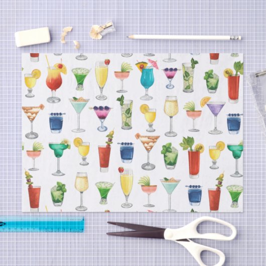 Vivid Waterverf Cocktail Pattern Canvas tas Tissuepapier (Craft)