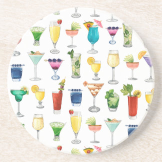 Vivid Waterverf Cocktail Pattern Canvas tas Zandsteen Onderzetter