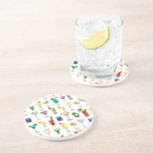 Vivid Waterverf Cocktail Pattern Canvas tas Zandsteen Onderzetter (Zijkant)