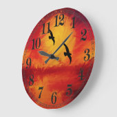 Vivid Waterverf Sunset met Birds Wall Clock Grote Klok (Hoek)