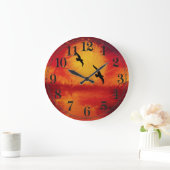 Vivid Waterverf Sunset met Birds Wall Clock Grote Klok (Huis)