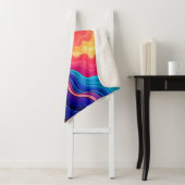 Vivid Waves: Abstract Neon Energy Flow Art Sherpa Deken (In situ)