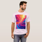 Vivid Waves: Abstract Neon Energy Flow Art T-shirt (Voorkant volledig)