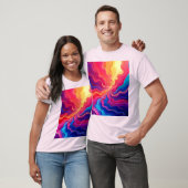 Vivid Waves: Abstract Neon Energy Flow Art T-shirt (Unisex)