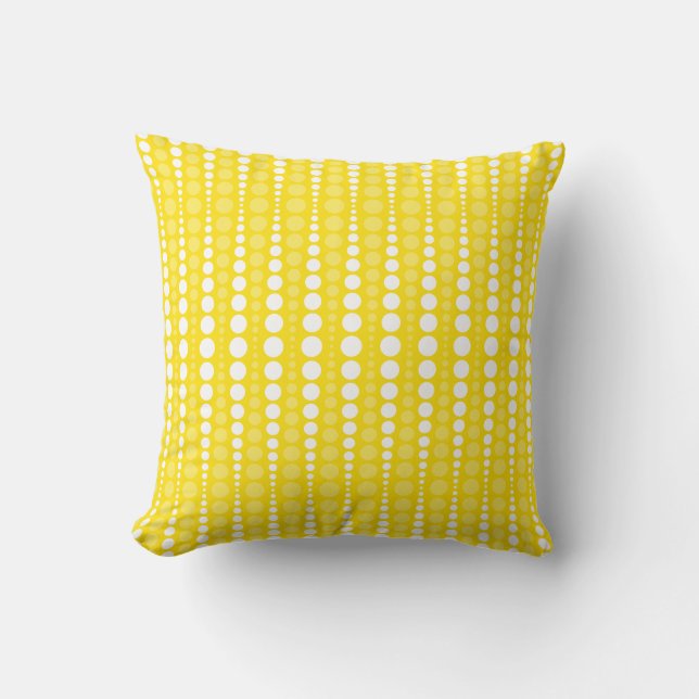 Vivid Yellow and White Polkadots Throw Pillow Kussen (Voorkant)