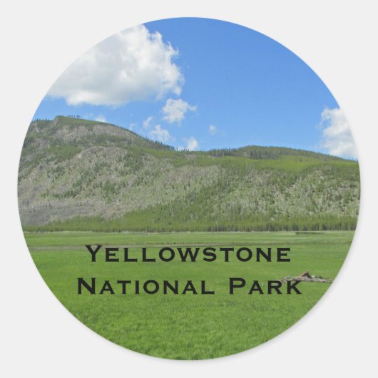 Vivid Yellowstone Landscape Photo National Park Ronde Sticker (Voorkant)