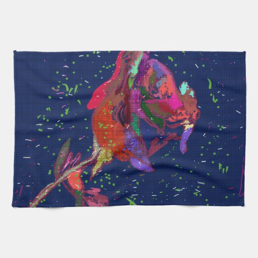 Vividly Colored Flower Kitchen Towel Theedoek (Horizontaal)