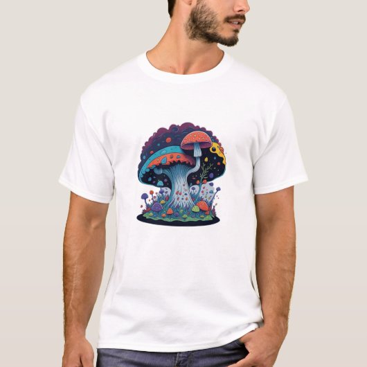 Vividueel gedetailleerde Waterverf paddenstoel art T-shirt (Voorkant)