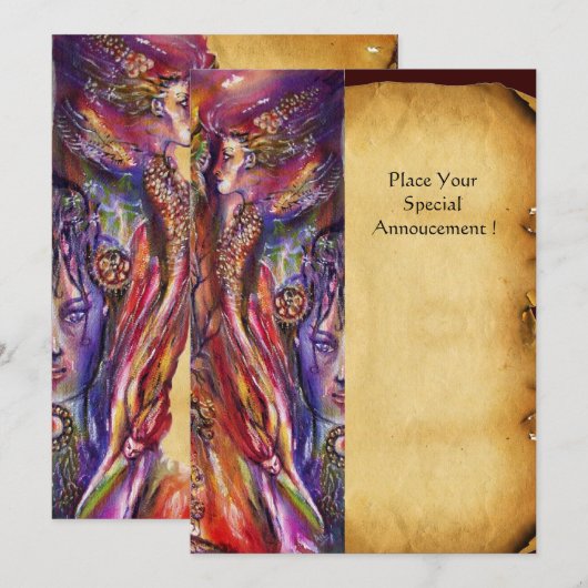 VIVIEN EN MERLIN Fantasy Parchment Kaart (Voorkant / Achterkant)