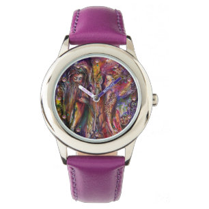 VIVIEN EN MERLIN Roze Paarse Fantasy Horloge