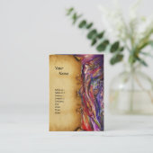 VIVIEN EN MERLIN Roze Paarse Fantasy Perkament Visitekaartje (Staand voorkant)