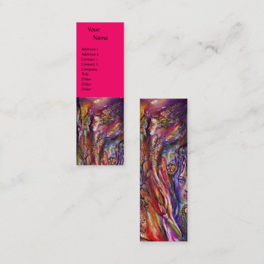 VIVIEN EN MERLIN Roze Paarse Fuchsia Fantasy Mini Visitekaartje (Voorkant / Achterkant)