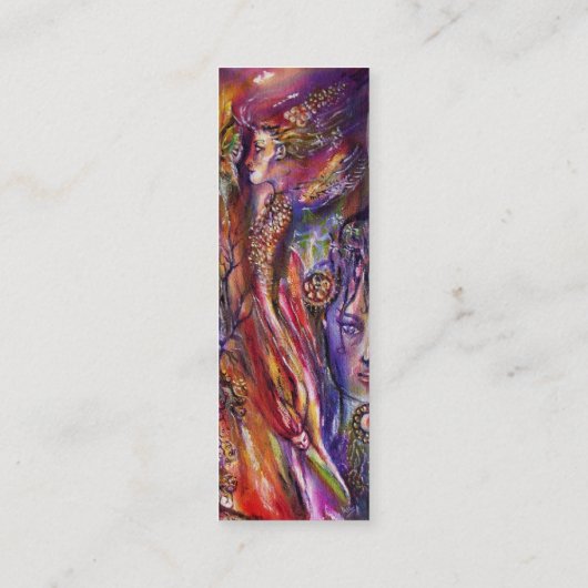 VIVIEN EN MERLIN Roze Paarse Fuchsia Fantasy Mini Visitekaartje (Achterkant)