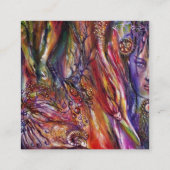 VIVIEN EN MERLIN Roze Paarse witte Fantasy Vierkante Visitekaartje (Achterkant)