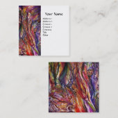 VIVIEN EN MERLIN Roze Paarse witte Fantasy Vierkante Visitekaartje (Voorkant / Achterkant)