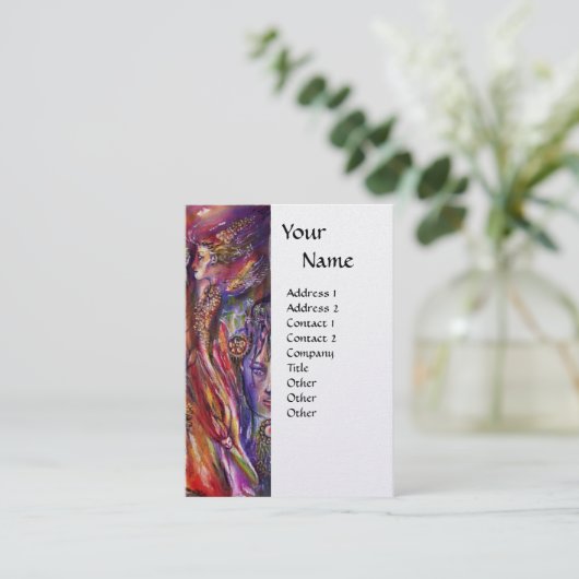 VIVIEN EN MERLIN Roze Paarse witte parelbruine fan Visitekaartje (Staand voorkant)