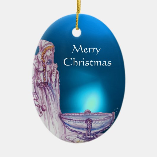 VIVIEN/LADY VAN DE LAKE Red Blue Gemstone Keramisch Ornament (Voorkant)