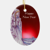 VIVIEN/LADY VAN DE LAKE Red Blue Gemstone Keramisch Ornament (Achterkant)