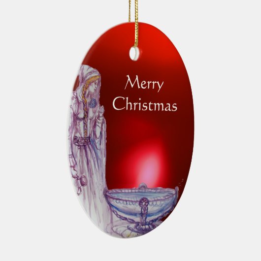 VIVIEN/LADY VAN DE LAKE Red Paarse Gemstone Keramisch Ornament (Rechts)