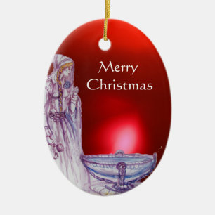 VIVIEN/LADY VAN DE LAKE Red Paarse Gemstone Keramisch Ornament