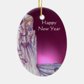 VIVIEN/LADY VAN DE LAKE Red Paarse Gemstone Keramisch Ornament (Achterkant)