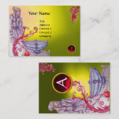 VIVIEN MONOGRAM geel, wit rood, groen Visitekaartje (Voorkant / Achterkant)