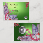 VIVIEN MONOGRAM groen wit Visitekaartje (Voorkant / Achterkant)