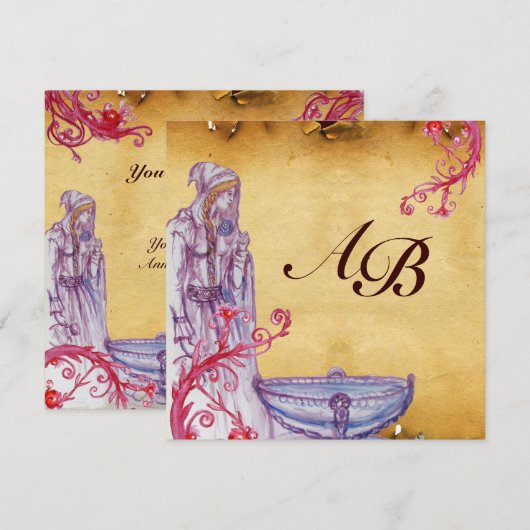 VIVIEN MONOGRAM perkament paars Kaart (Voorkant / Achterkant)